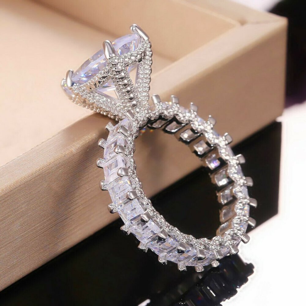 New Gorgeous 925 Silver Wedding Sahhpire Ring - Picture 1 of 8